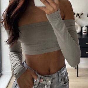 Off-Shoulder Gray Women's Top